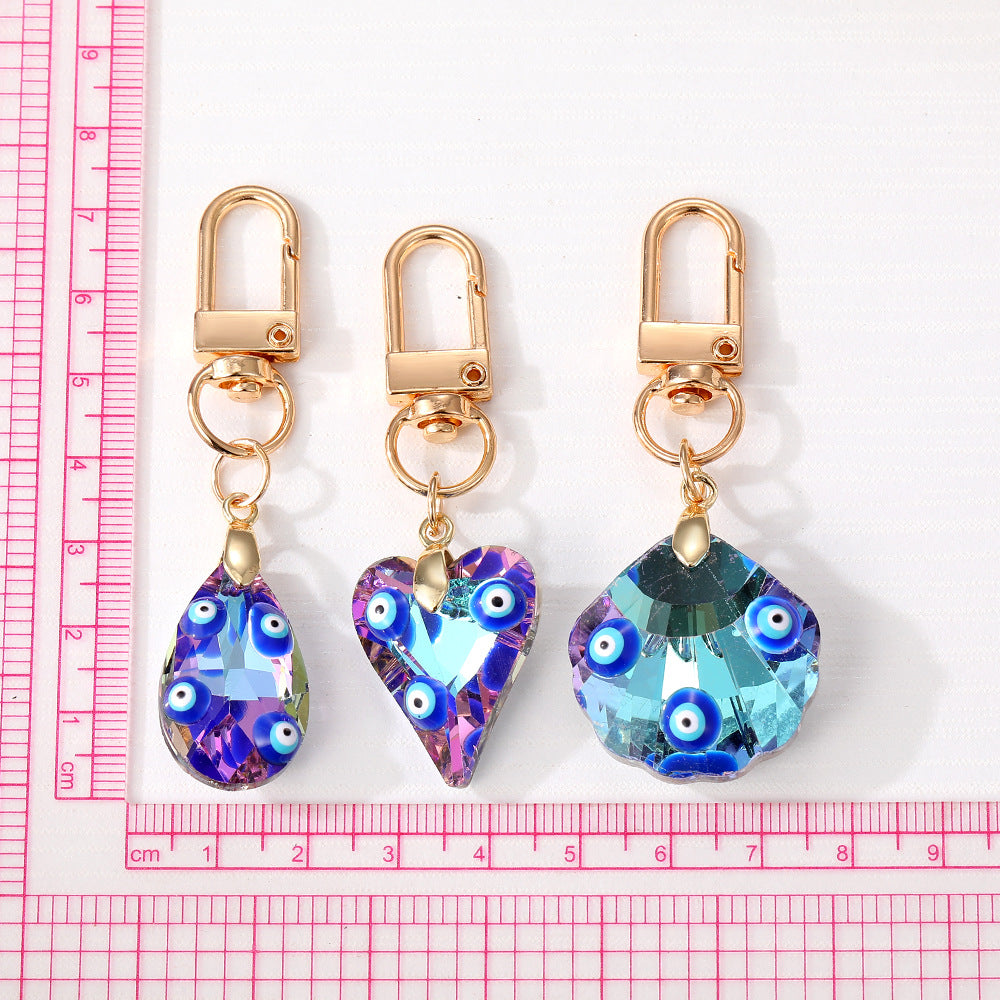 Wholesale 5pcs/pack Glass Drip Oil Love Shell Demon Eye Dazzling Blue Crystal